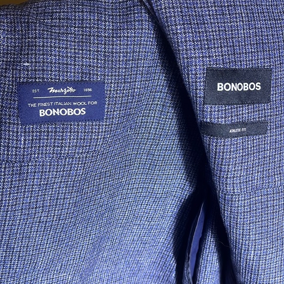 BONOBOS Size 44R Finest Italian Wool Suit Jacket Athletic Fit MARZOTTO MiniPlaid - Picture 9 of 16